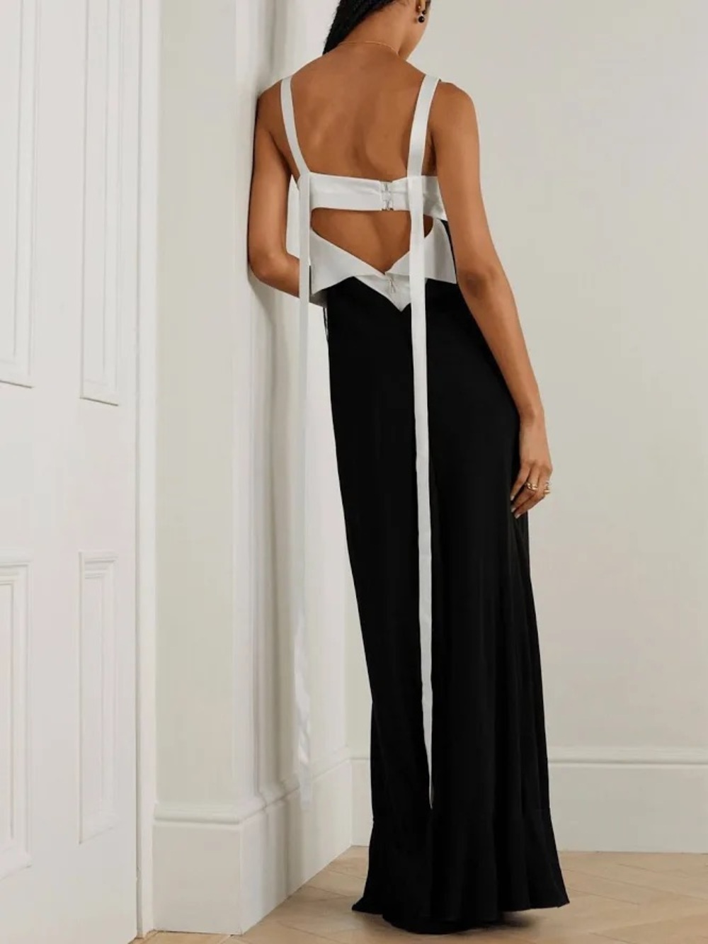 Victoria Beckham Cutout black and white satin gown